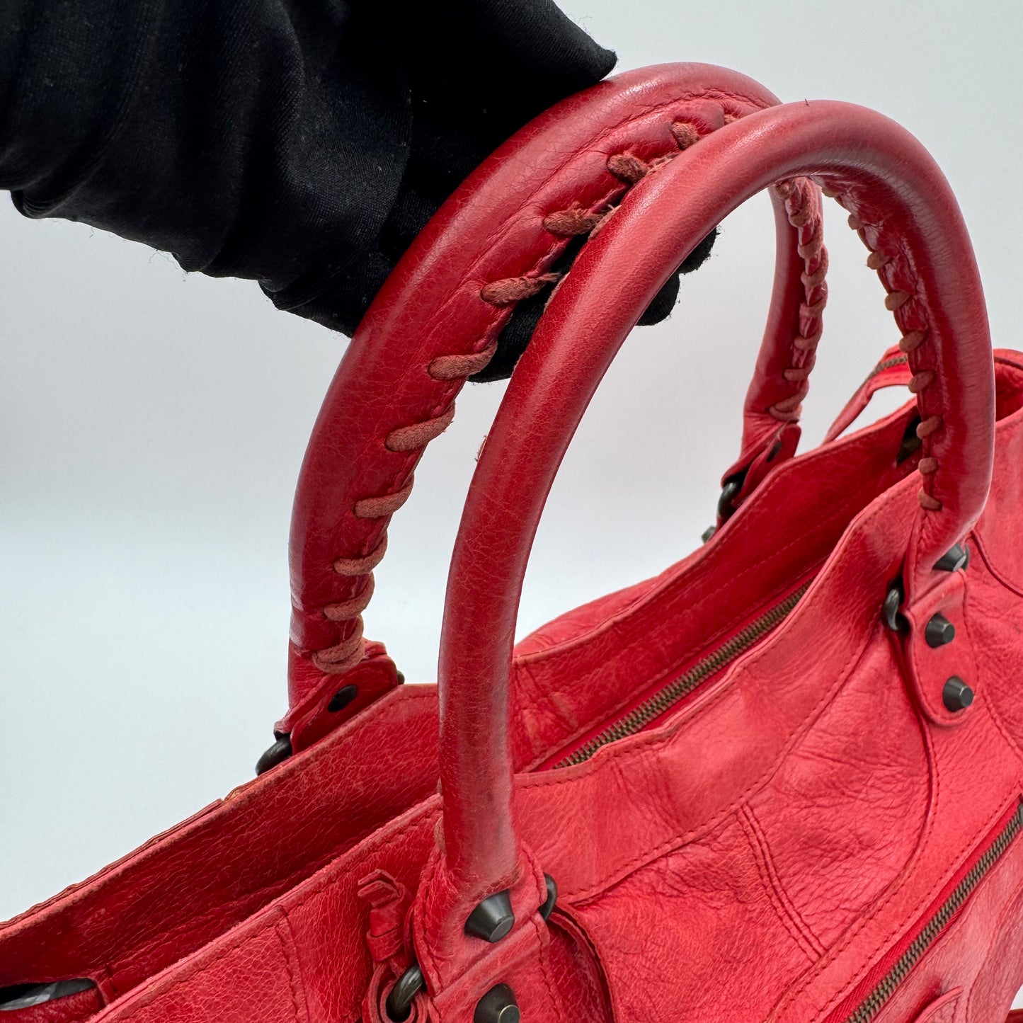 Balenciaga Red Leather Classic Part Time