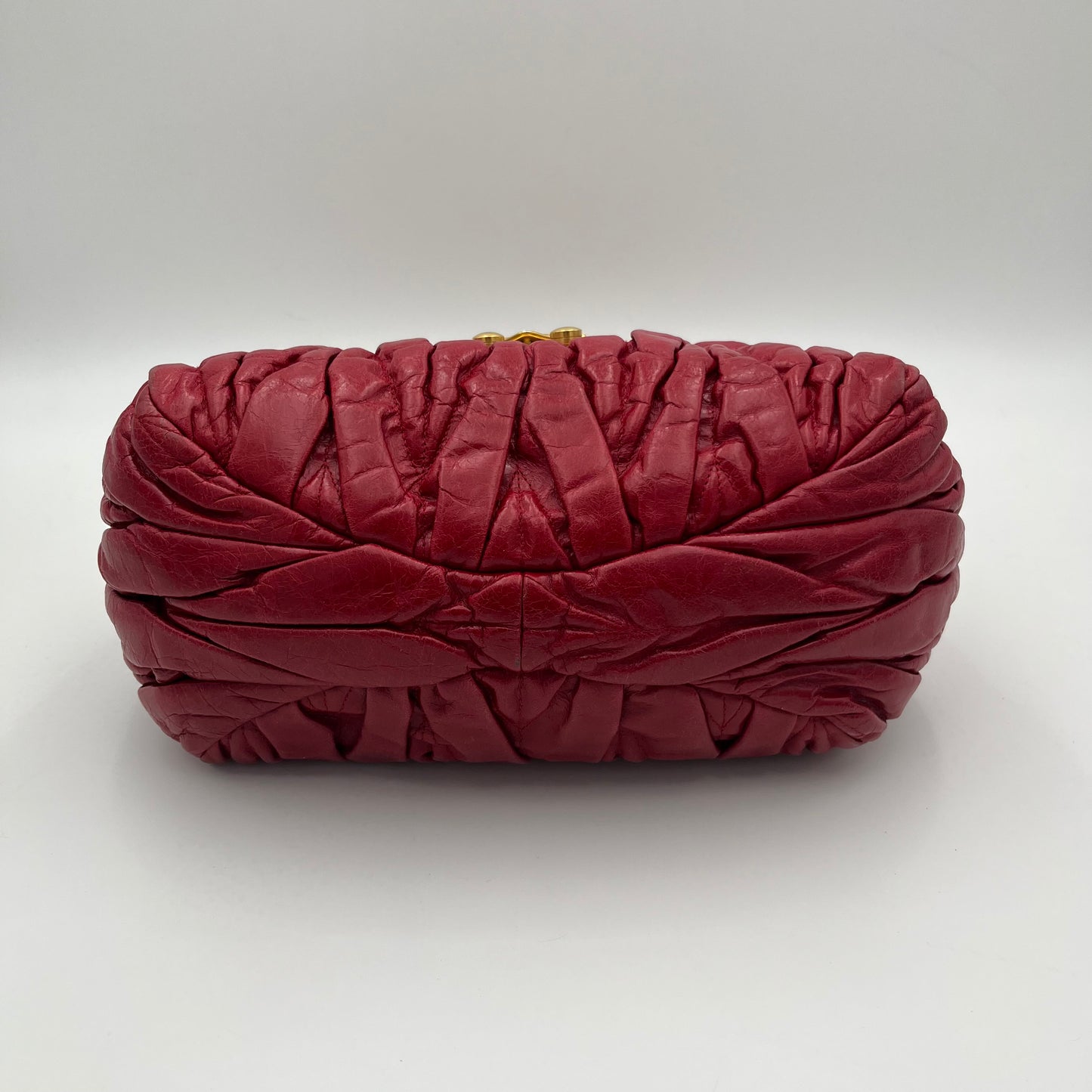 Miu Miu Red Matelasse Leather Braided Handle Two-Way Bag