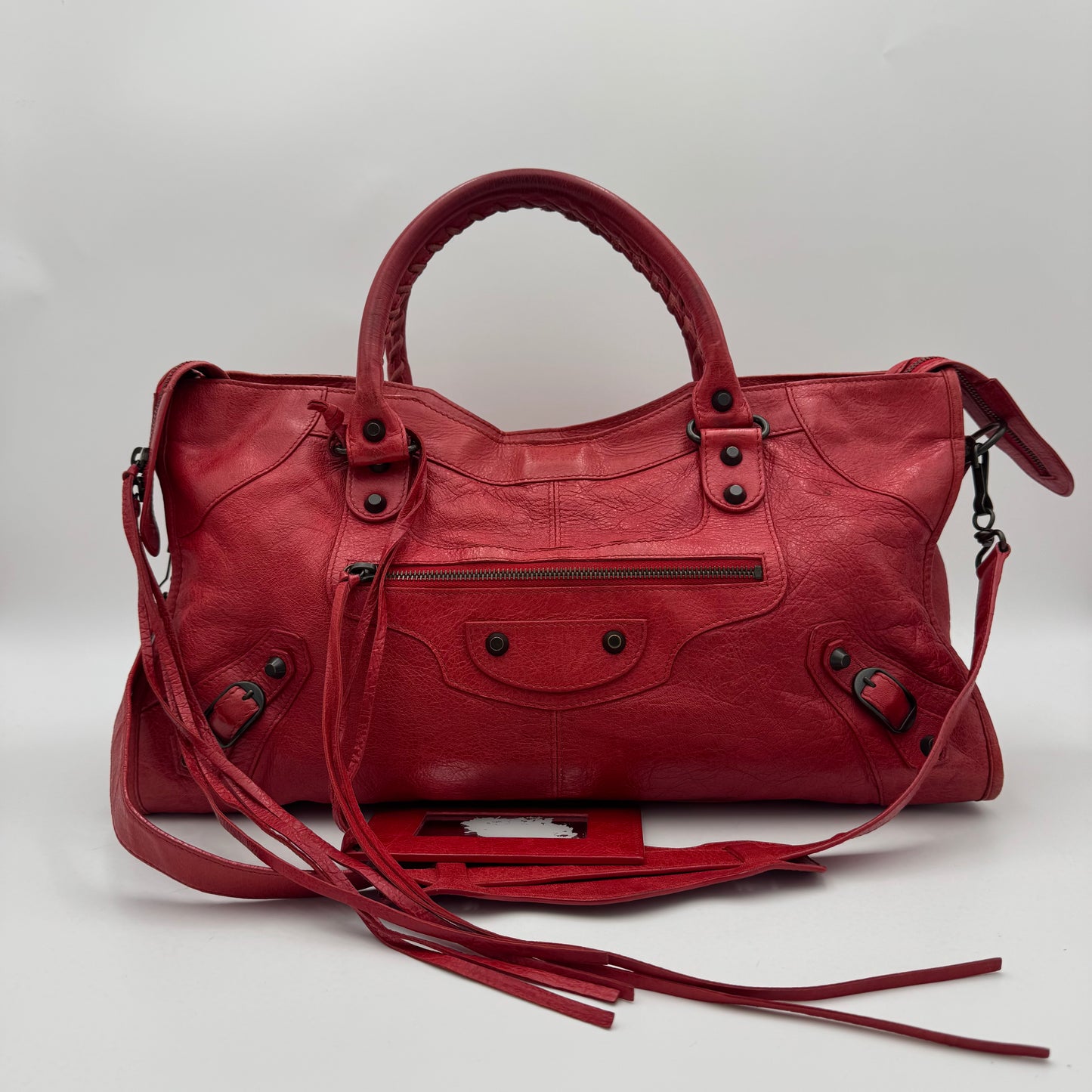 Balenciaga Red Leather Classic Part Time