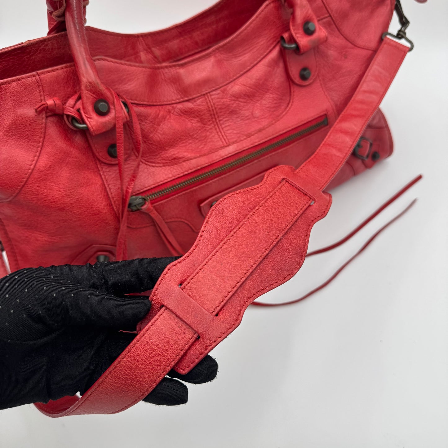 Balenciaga Red Leather Classic Part Time
