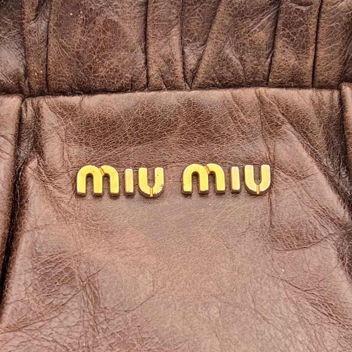 Miu Miu Dark Brown Vitello Lux Leather Large Satchel GHW