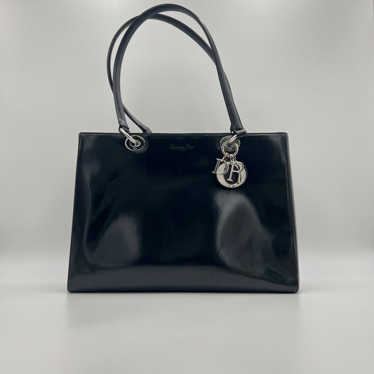 Christian Dior Black Patent Lady Dior Shoulder Bag