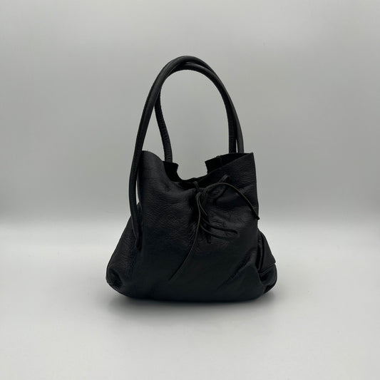 Miu Miu Black Leather Logo Embossed Handbag
