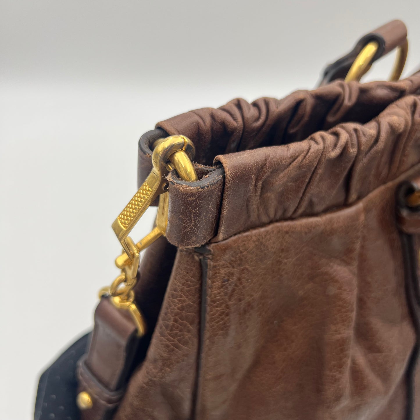 Miu Miu Dark Brown Vitello Lux Leather Large Satchel GHW