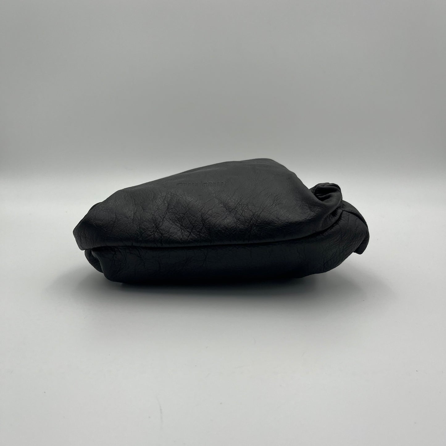 Miu Miu Black Leather Logo Embossed Handbag