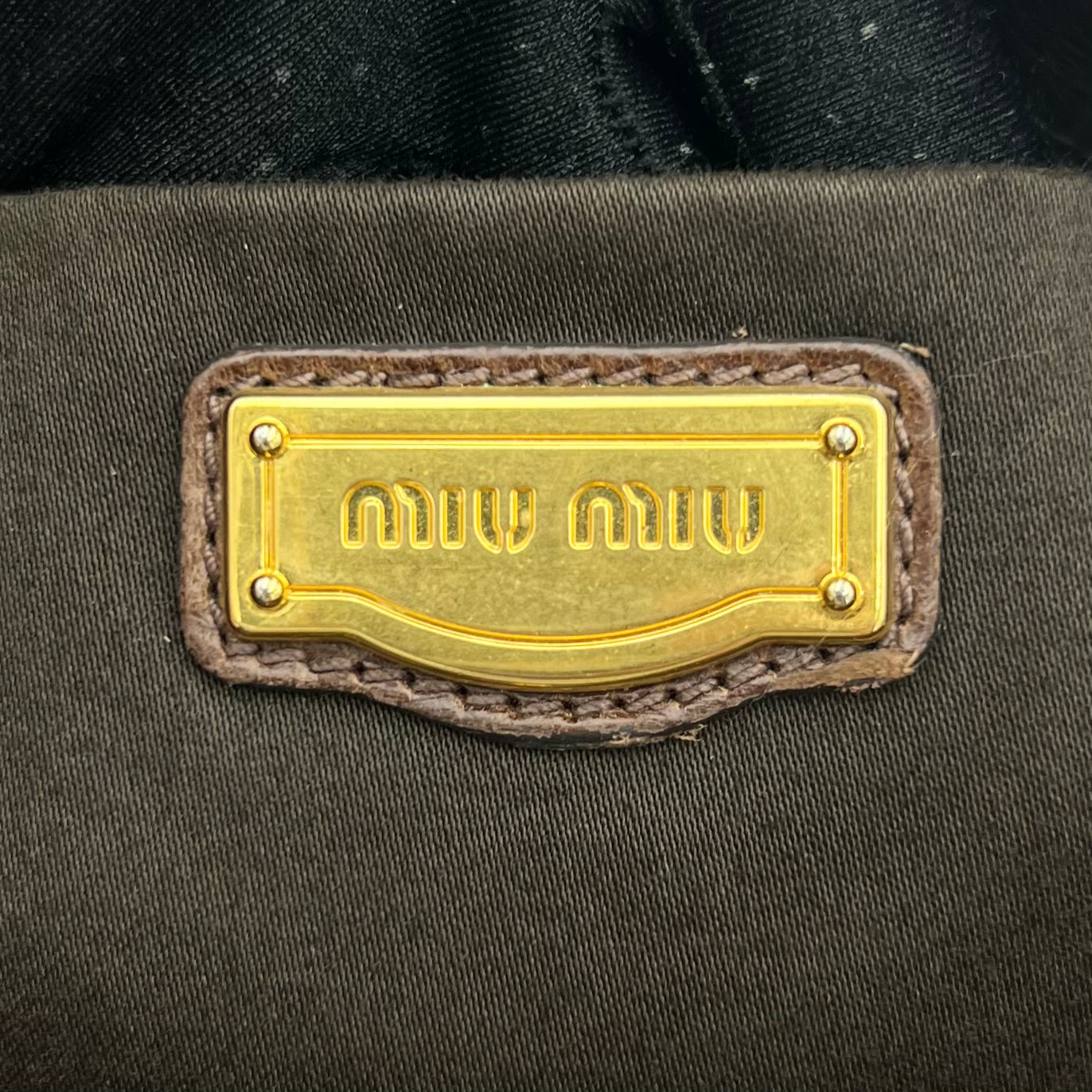 Miu Miu Dark Brown Vitello Lux Leather Large Satchel GHW
