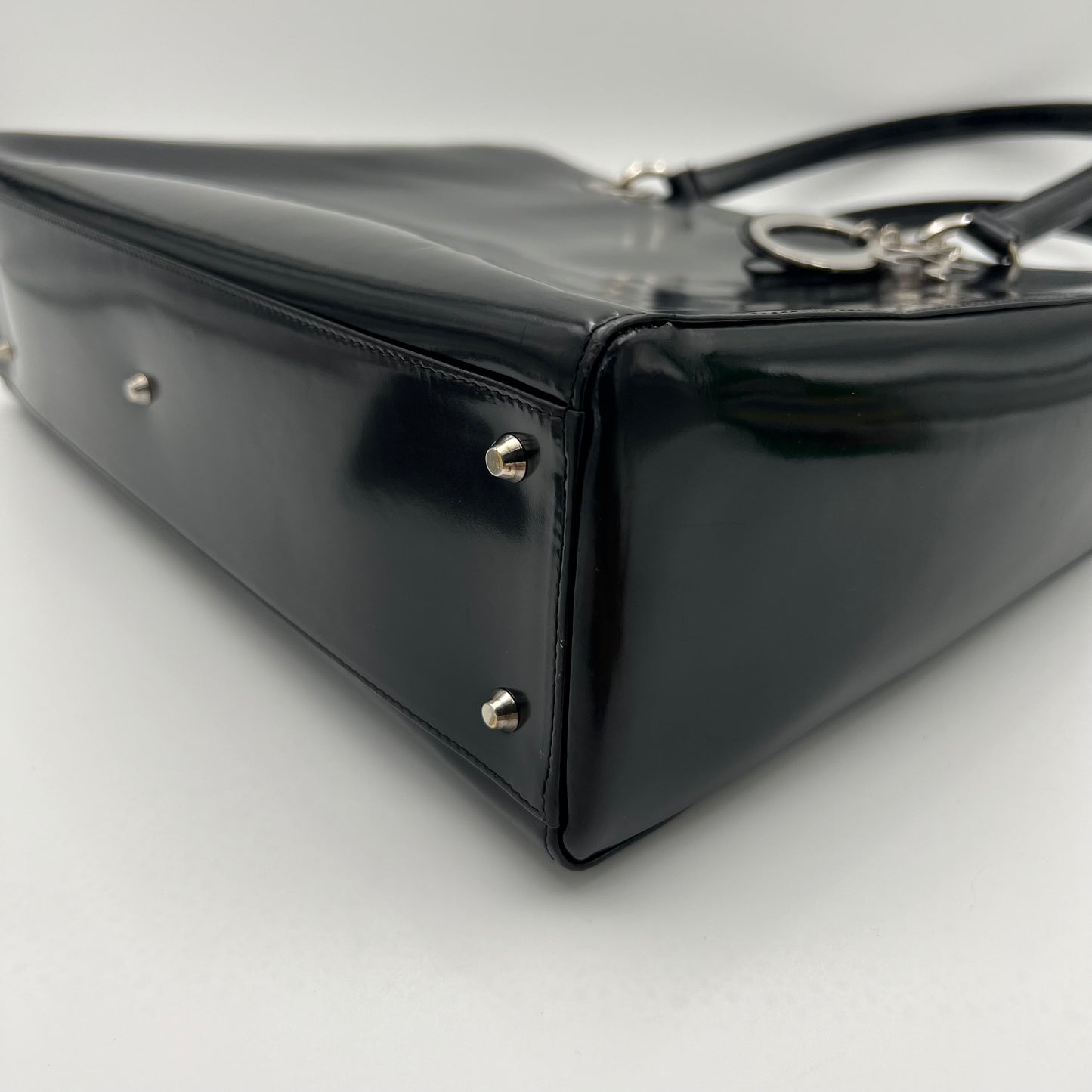Christian Dior Black Patent Lady Dior Shoulder Bag