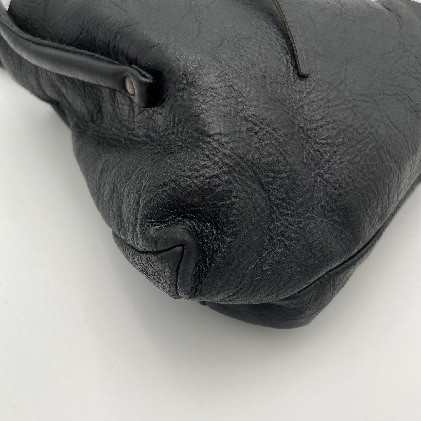 Miu Miu Black Leather Logo Embossed Handbag