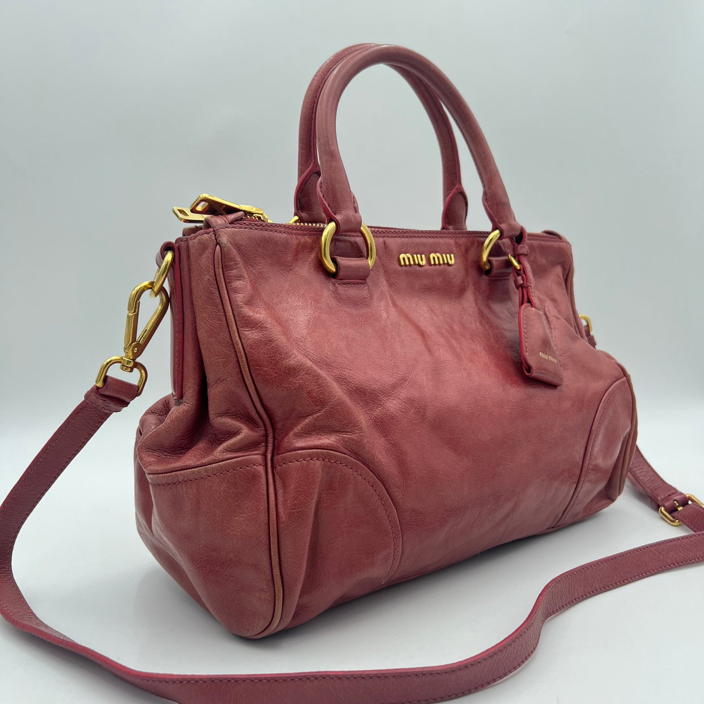 Miu Miu Pink Vitello Shine Handbag GHW
