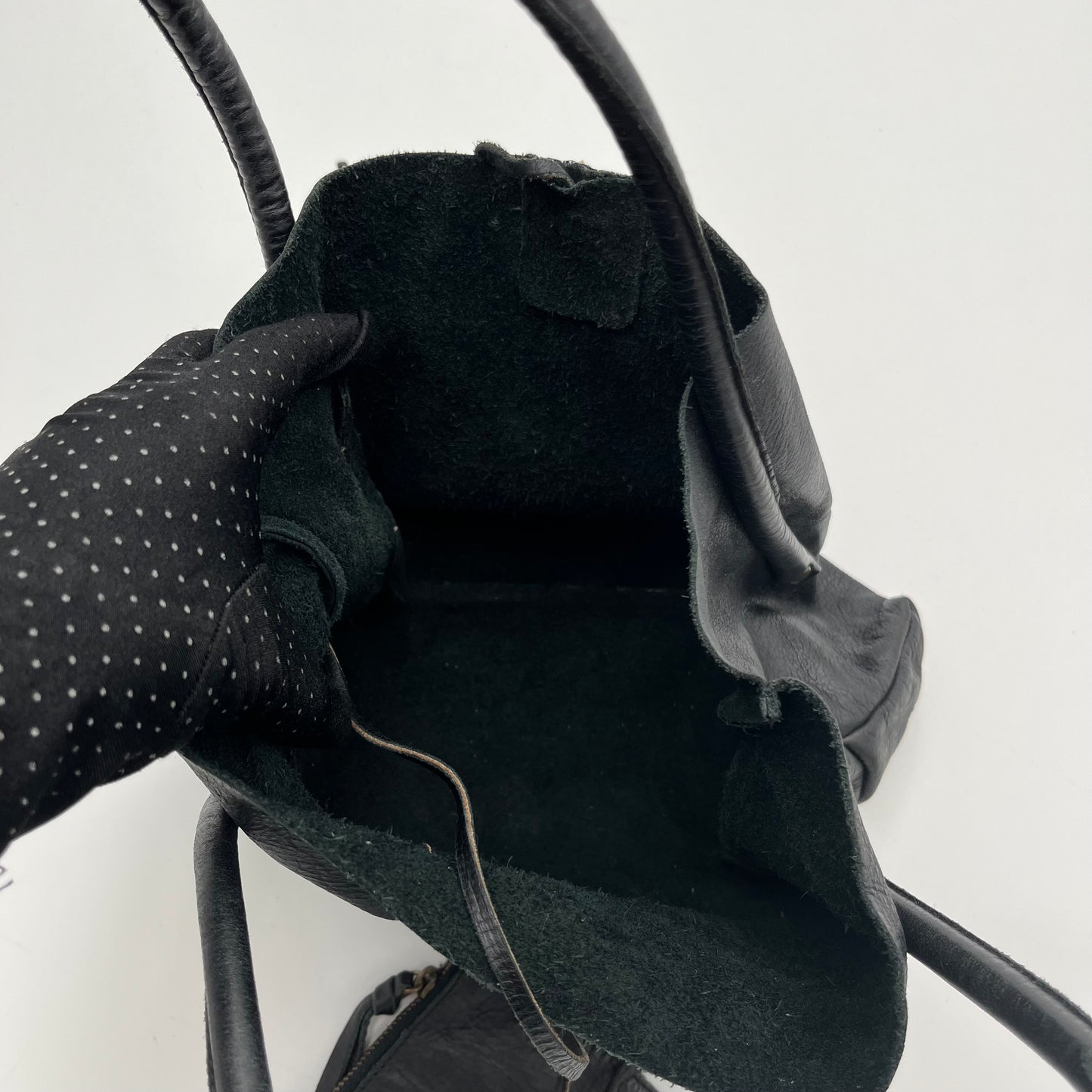 Miu Miu Black Leather Logo Embossed Handbag