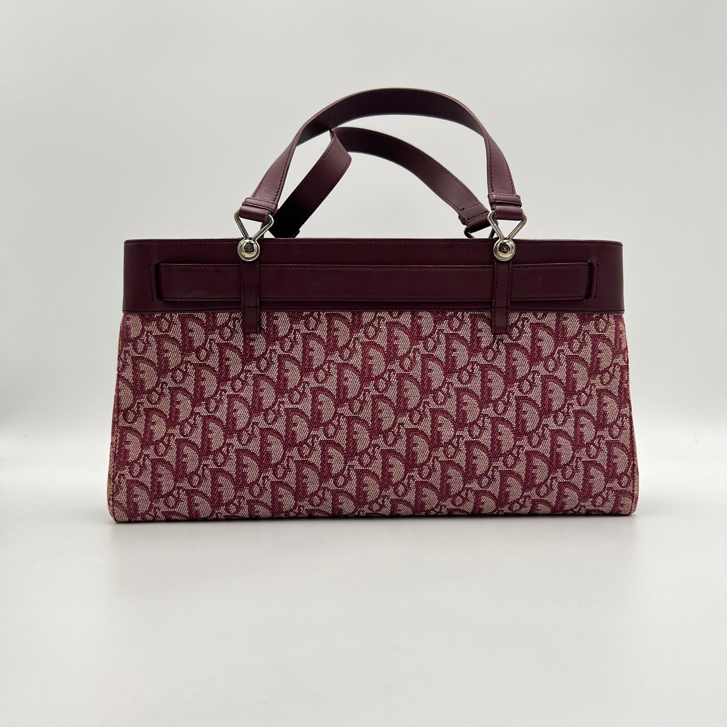 Christian Dior John Galliano Burgundy Trotter Pocket Tote Bag