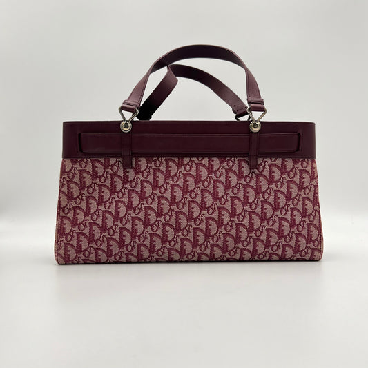Christian Dior John Galliano Burgundy Trotter Pocket Tote Bag