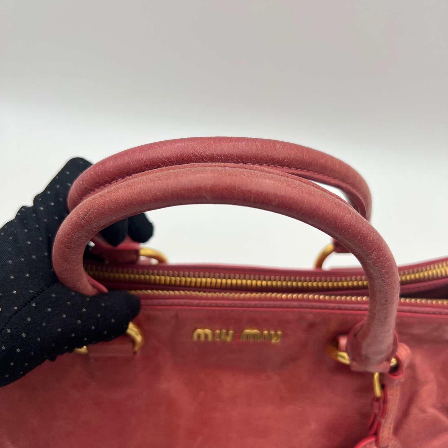 Miu Miu Pink Vitello Shine Handbag GHW