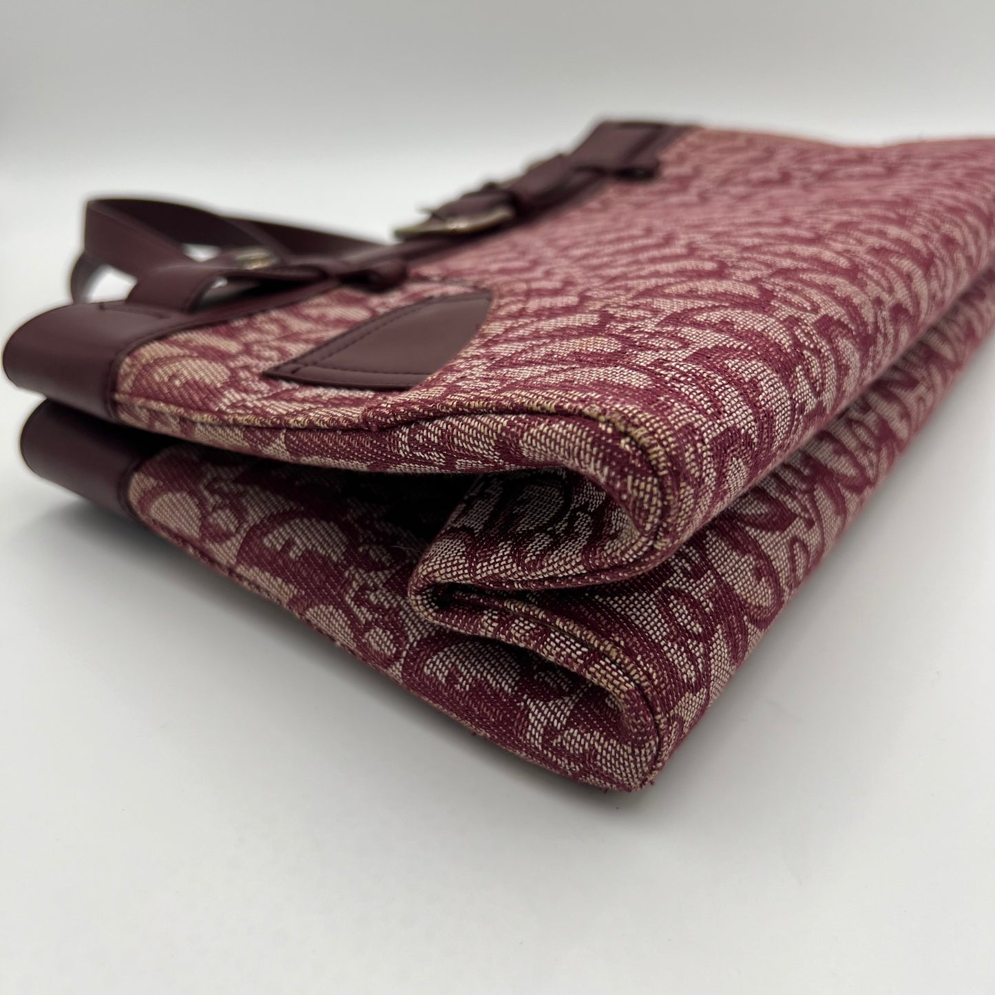 Christian Dior John Galliano Burgundy Trotter Pocket Tote Bag