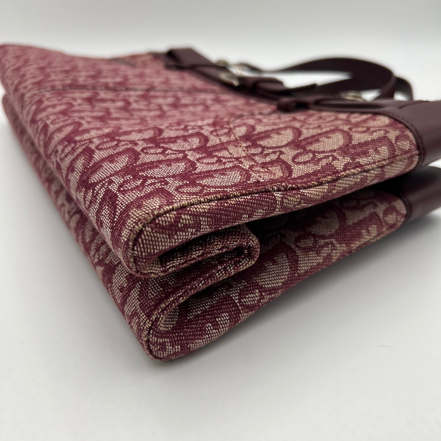 Christian Dior John Galliano Burgundy Trotter Pocket Tote Bag