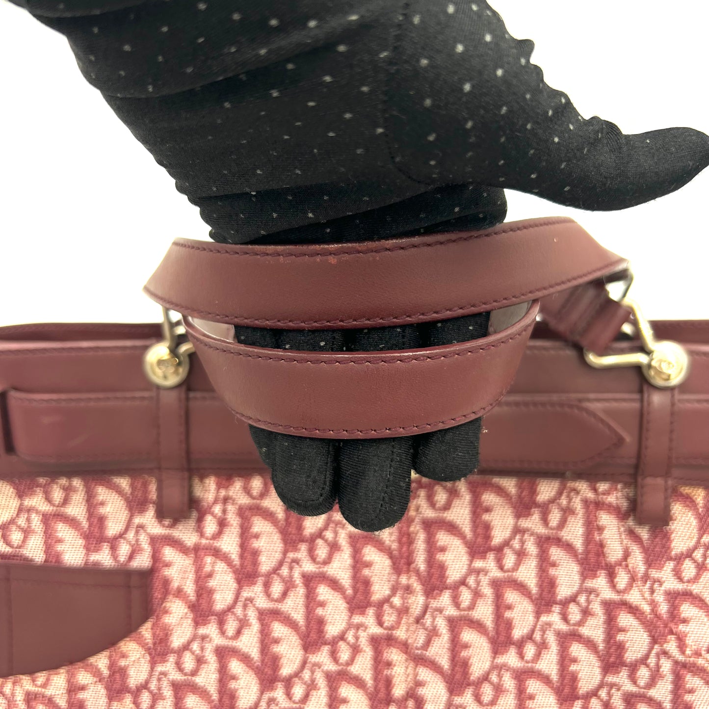 Christian Dior John Galliano Burgundy Trotter Pocket Tote Bag