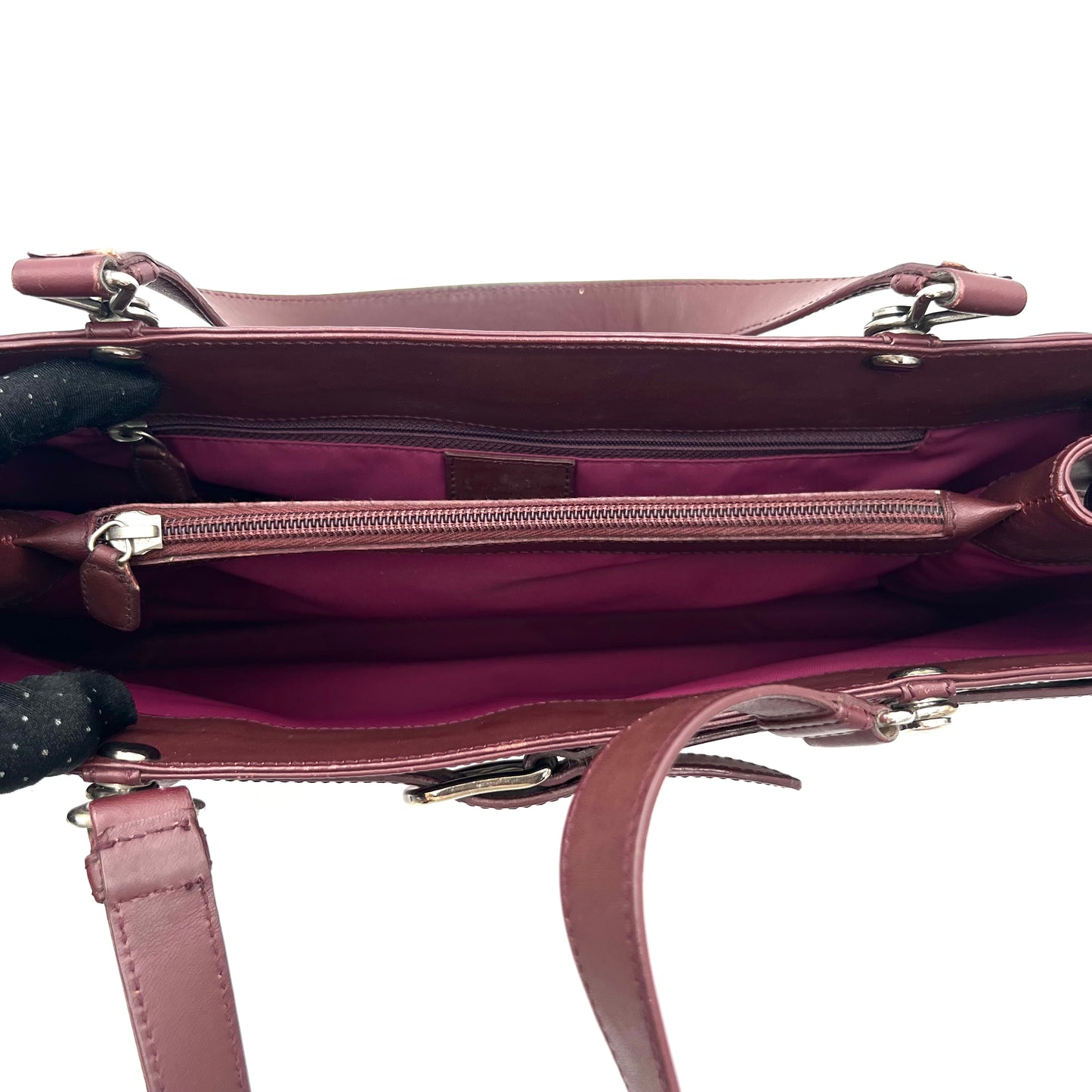 Christian Dior John Galliano Burgundy Trotter Pocket Tote Bag