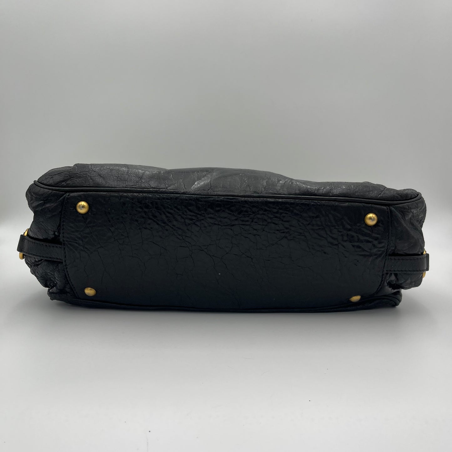 Miu Miu Black Leather Padlock Large Two-Way Bag (needs stitch)