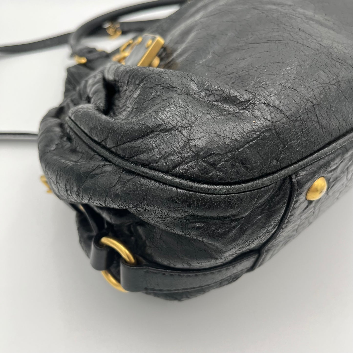Miu Miu Black Leather Padlock Large Two-Way Bag (needs stitch)