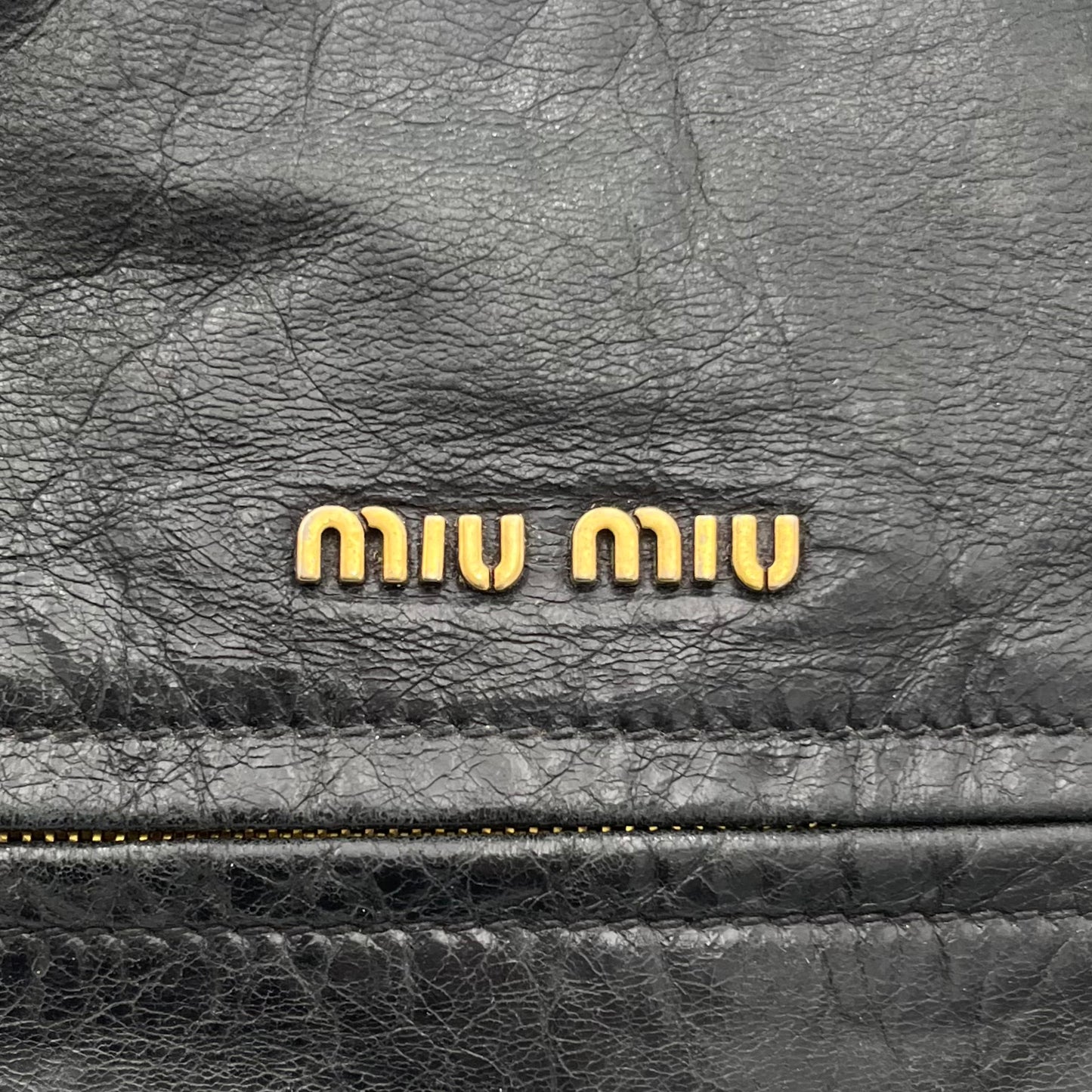 Miu Miu Black Leather Padlock Large Two-Way Bag (needs stitch)
