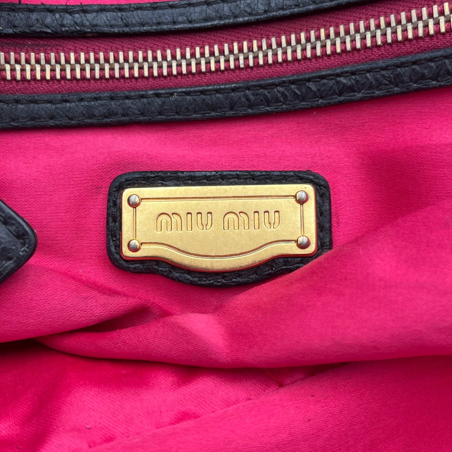 Miu Miu Black Leather Padlock Large Two-Way Bag (needs stitch)