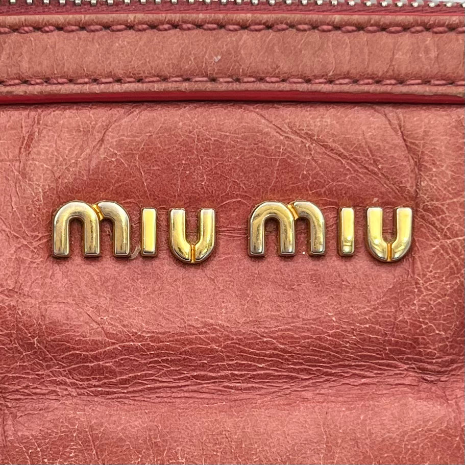 Miu Miu Old Rose Pink Vitello Shine Mini Handbag With Long Strap