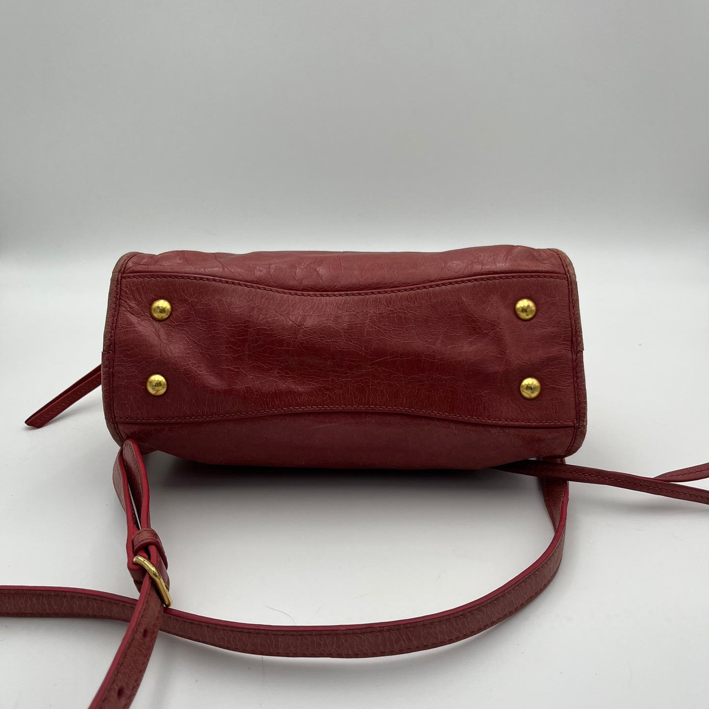 Miu Miu Old Rose Pink Vitello Shine Mini Handbag With Long Strap