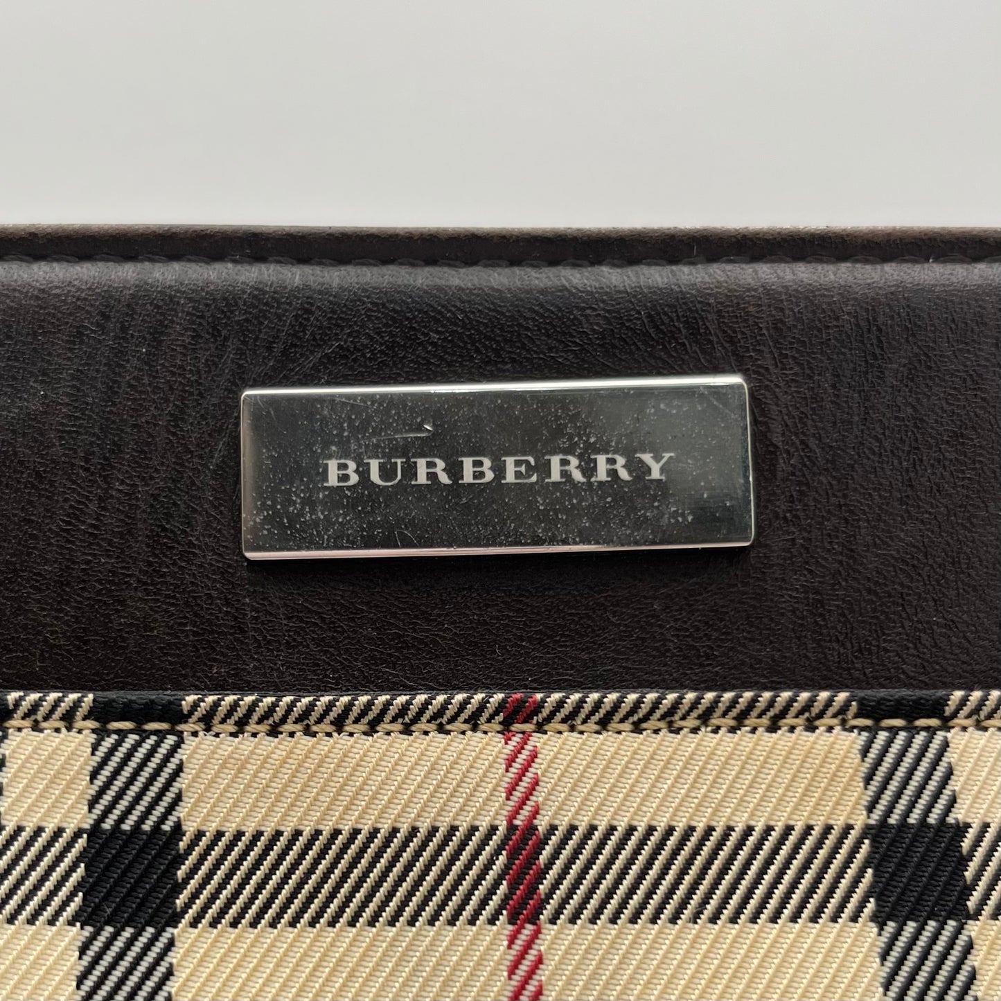 Burberry Nova Check Canvas Brown Leather Small Tote