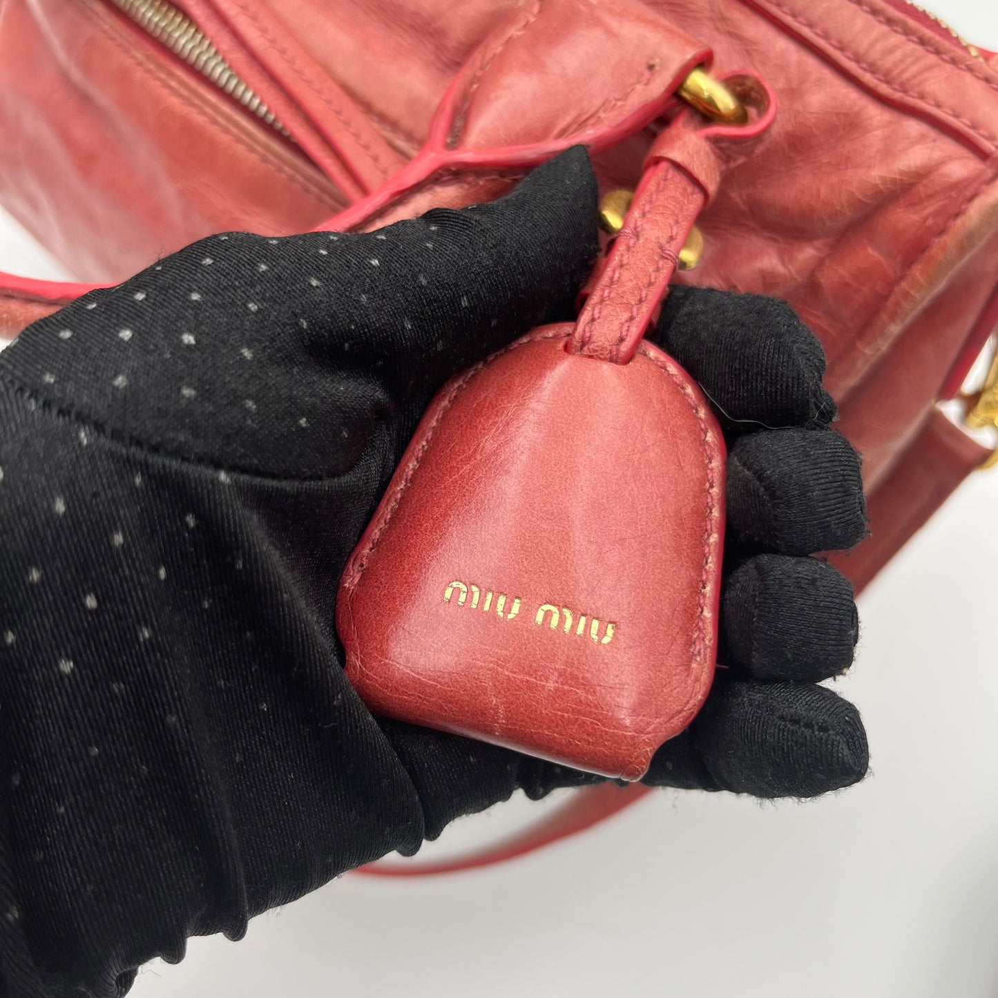 Miu Miu Old Rose Pink Vitello Shine Mini Handbag With Long Strap