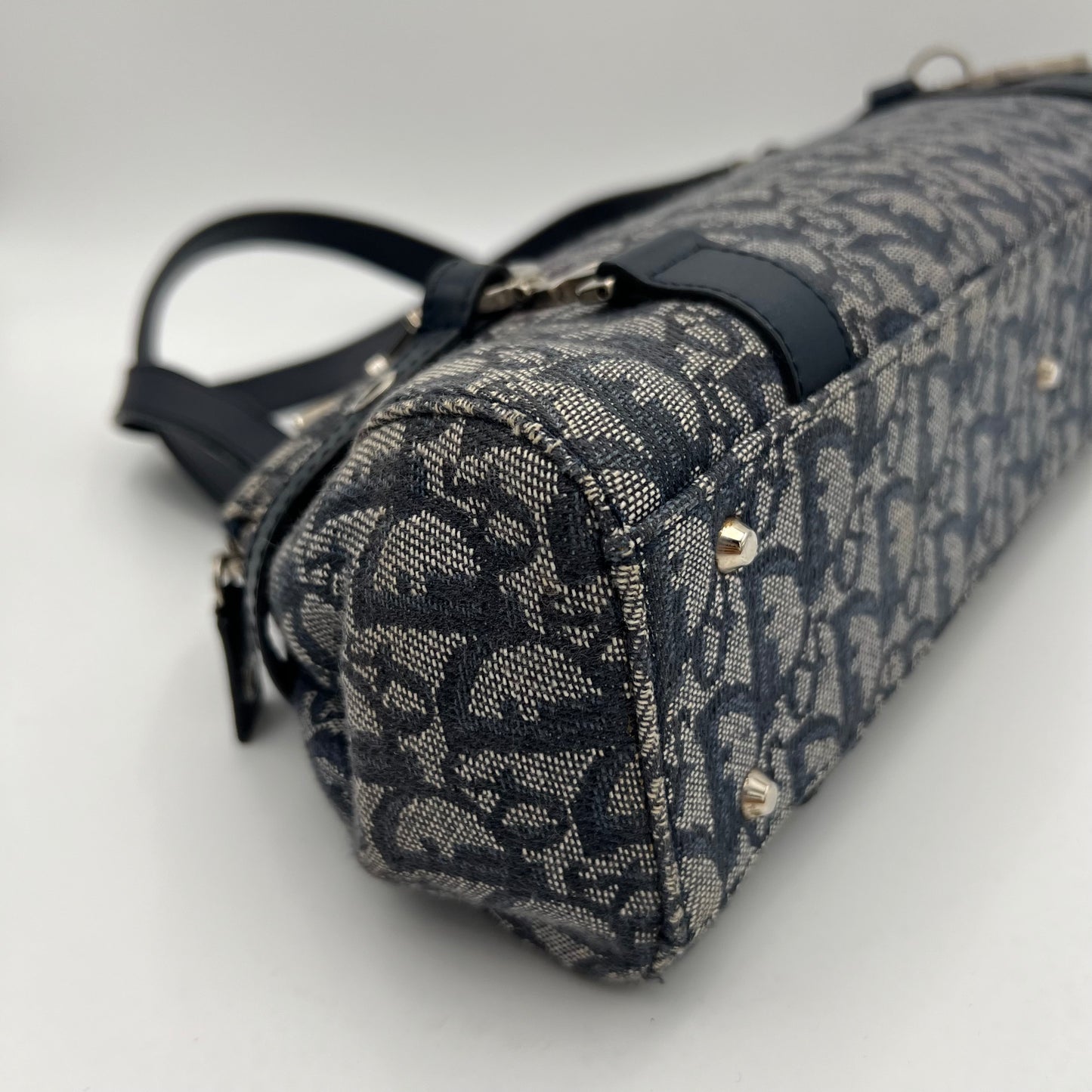 Christian Dior Blue Monogram Canvas Spellout Charm Handbag