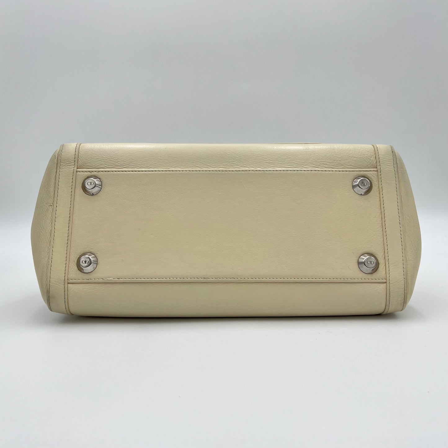Christian Dior White Leather Interlocking CD Handbag