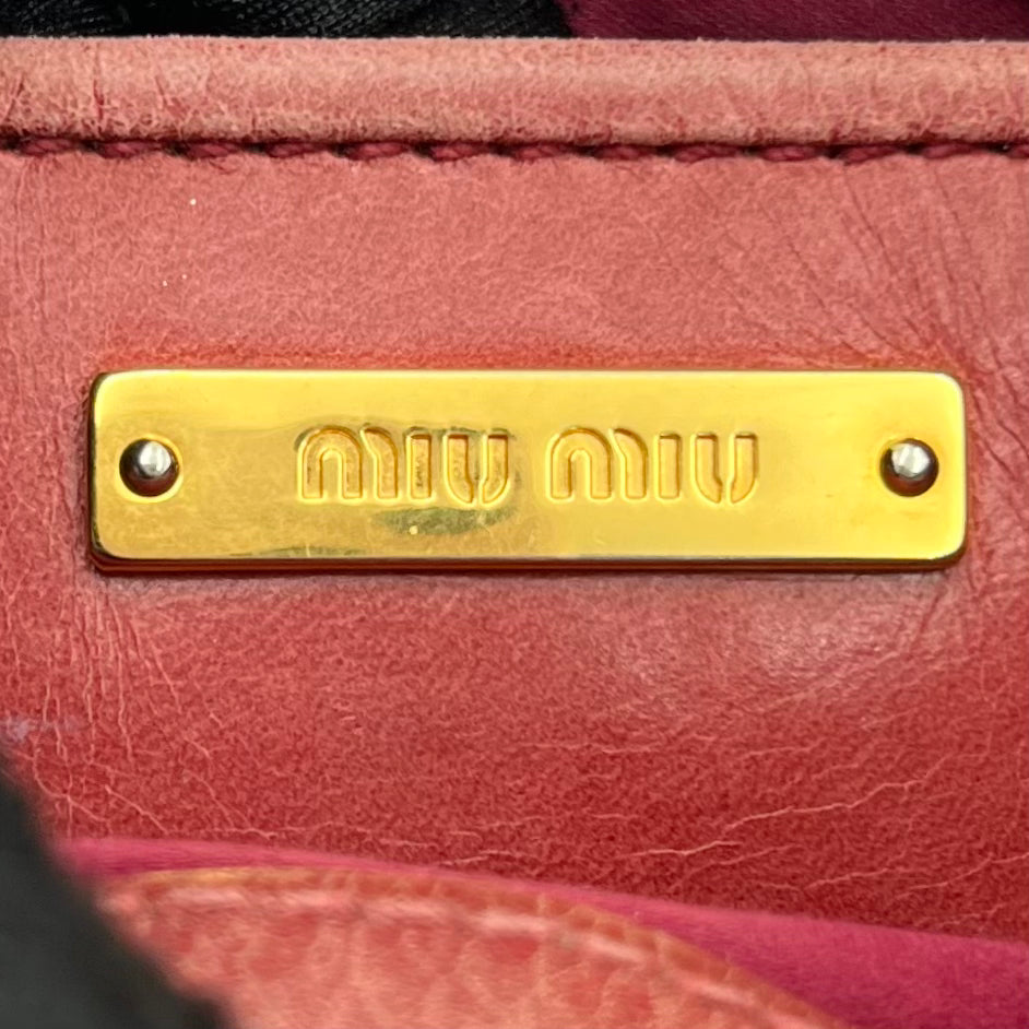 Miu Miu Old Rose Pink Vitello Shine Mini Handbag With Long Strap