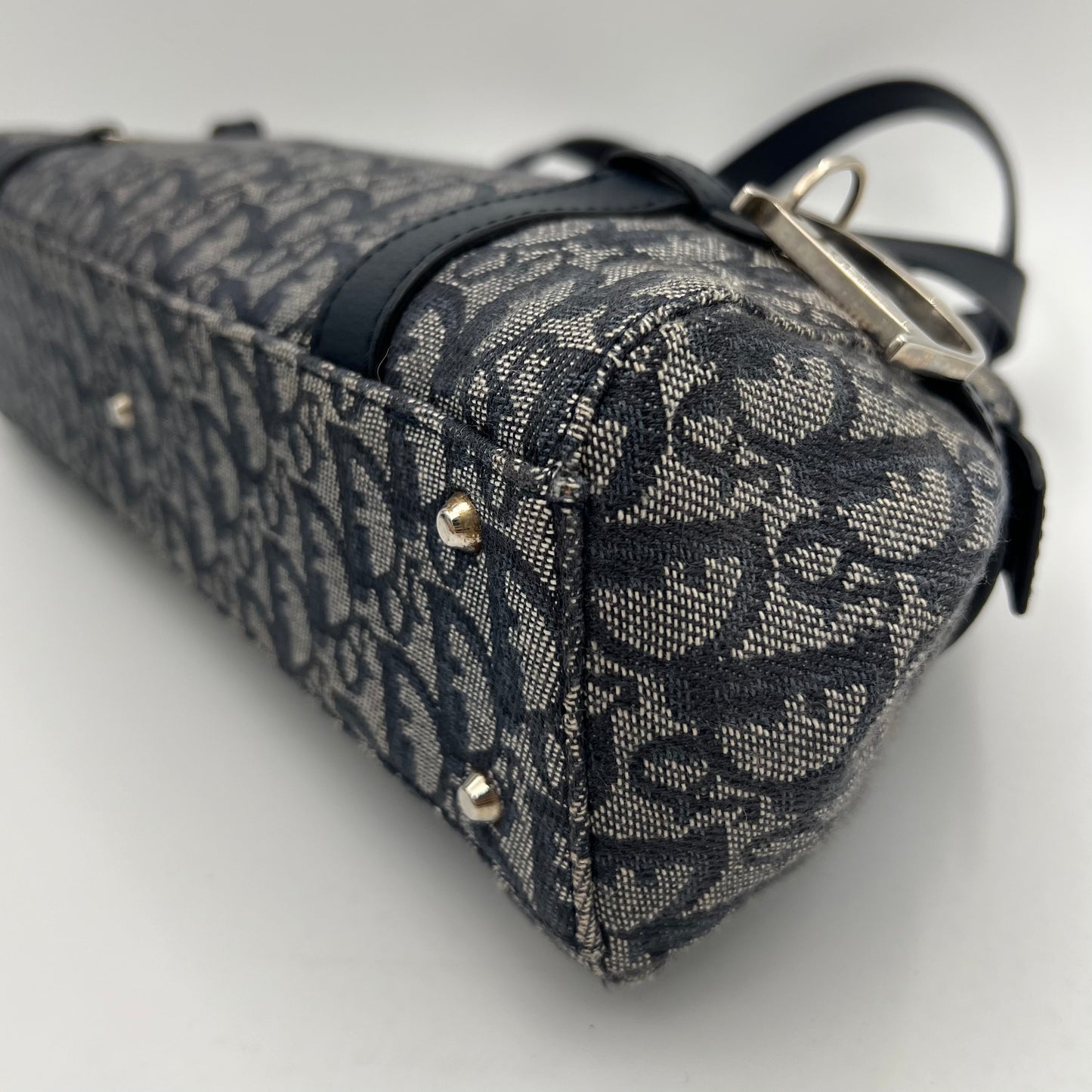 Christian Dior Blue Monogram Canvas Spellout Charm Handbag