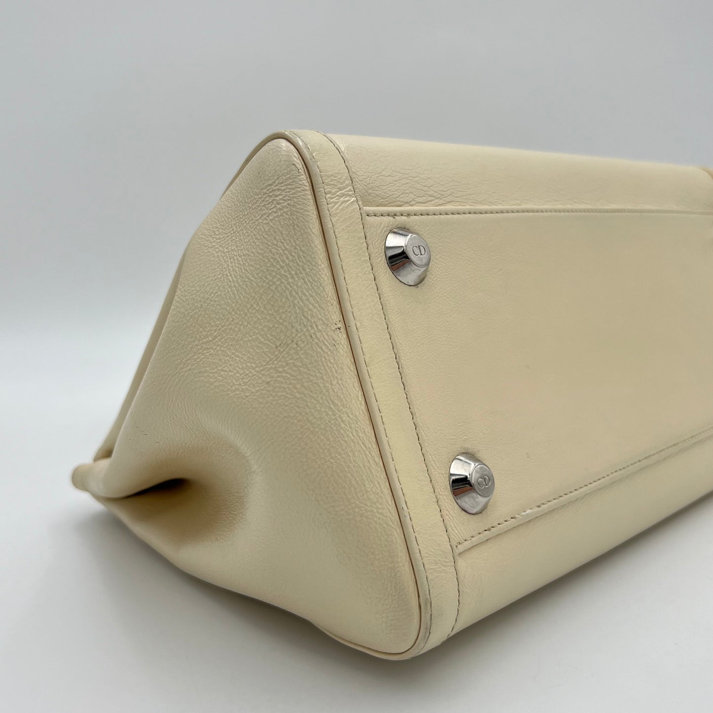 Christian Dior White Leather Interlocking CD Handbag