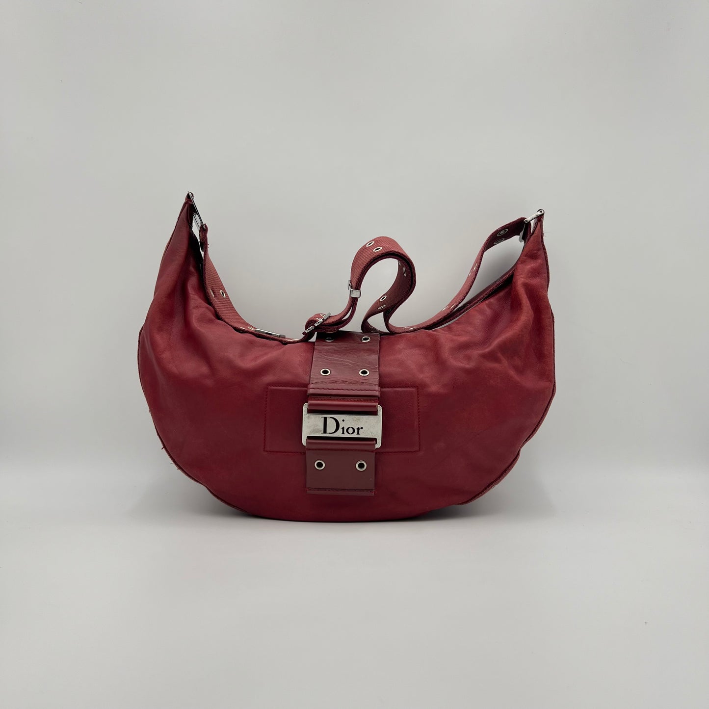 Christian Dior Burgundy Leather Street Chic Hobo Bag
