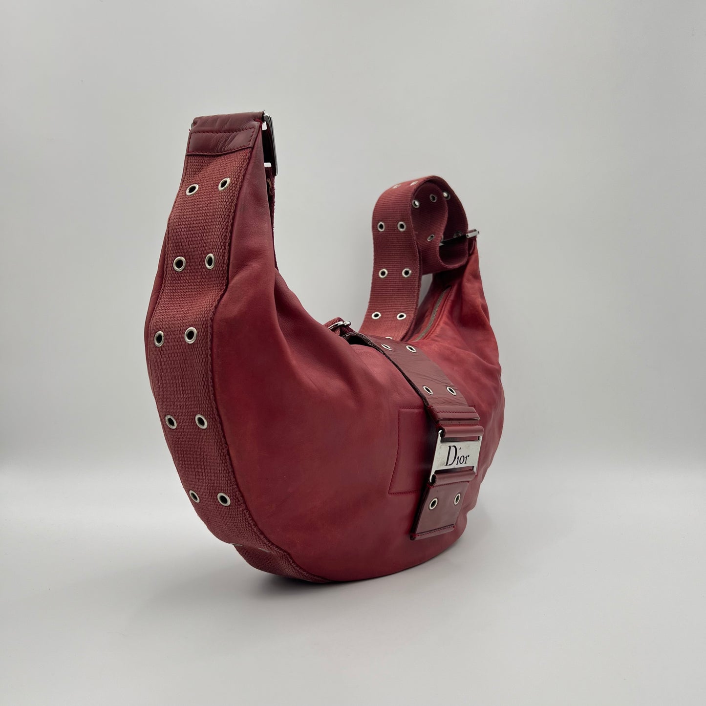 Christian Dior Burgundy Leather Street Chic Hobo Bag