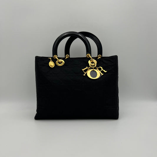 Christian Dior Black Nylon Cannage Lady Dior