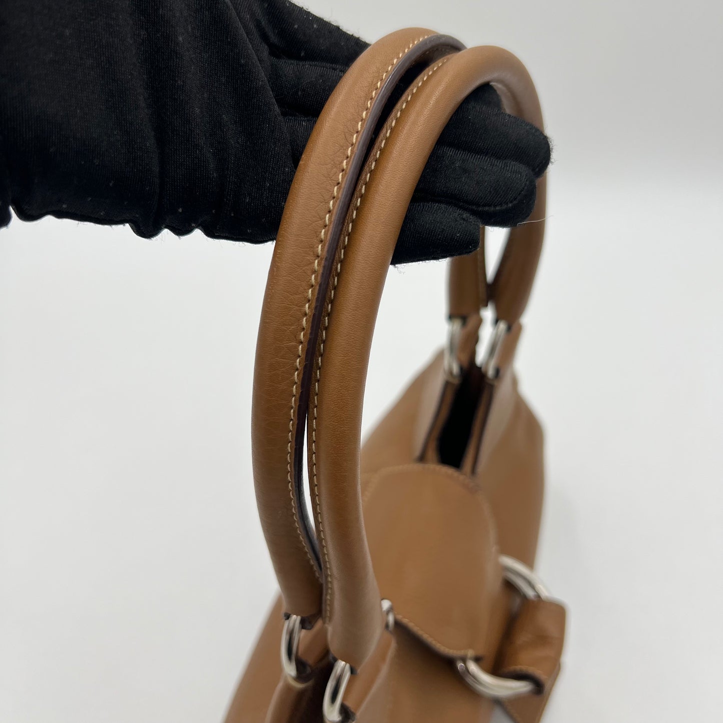 Prada Brown Leather Moon Hobo Shoulder Bag