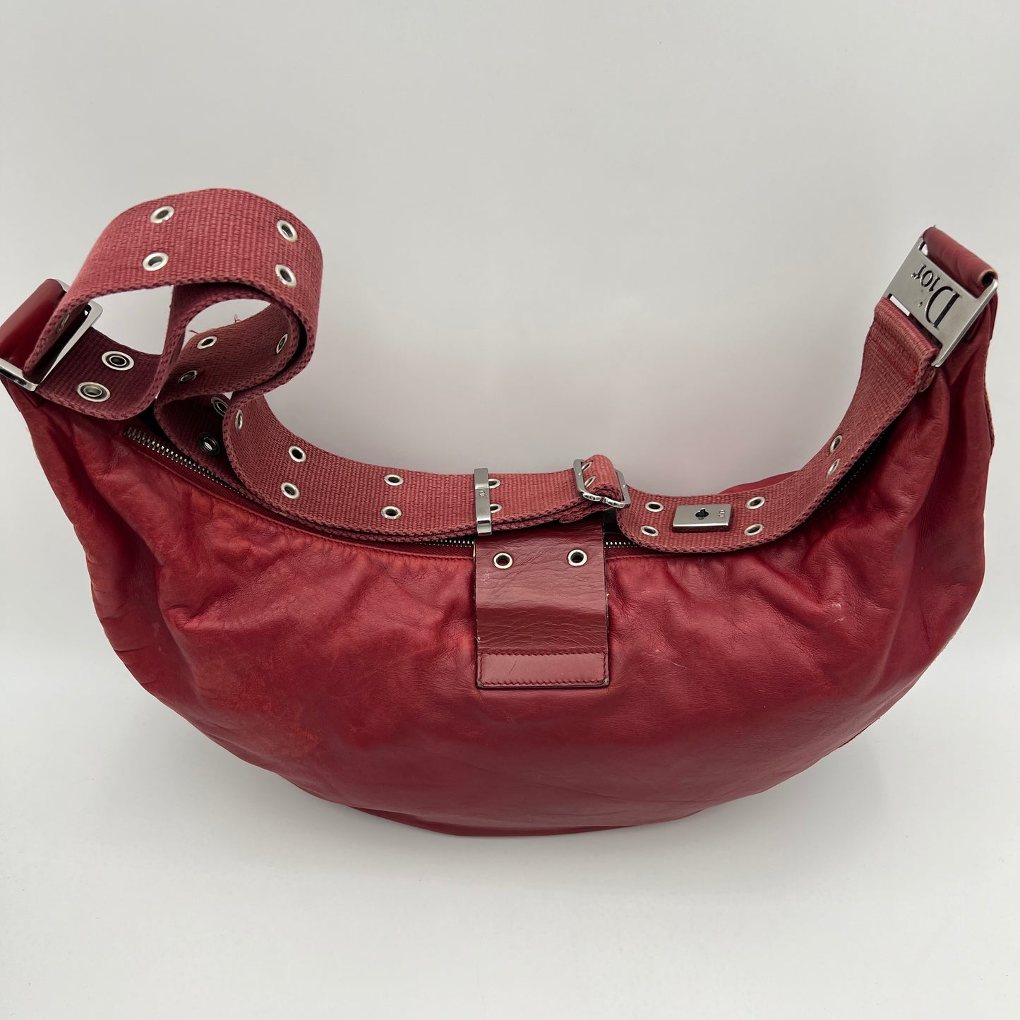 Christian Dior Burgundy Leather Street Chic Hobo Bag