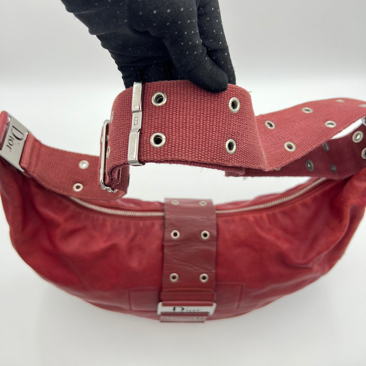 Christian Dior Burgundy Leather Street Chic Hobo Bag