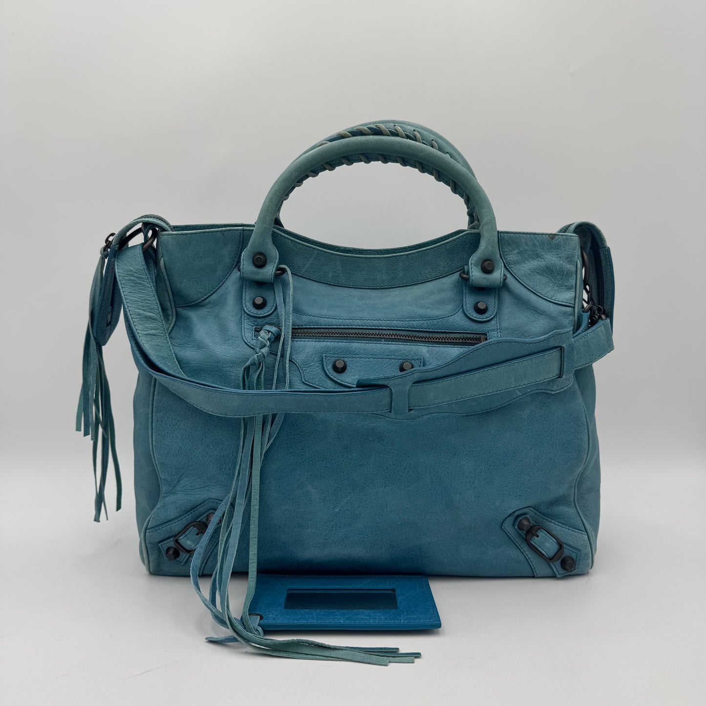 Balenciaga Turquoise Blue Leather Classic Velo