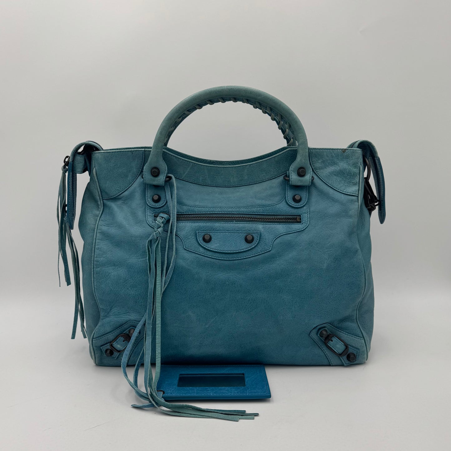 Balenciaga Turquoise Blue Leather Classic Velo