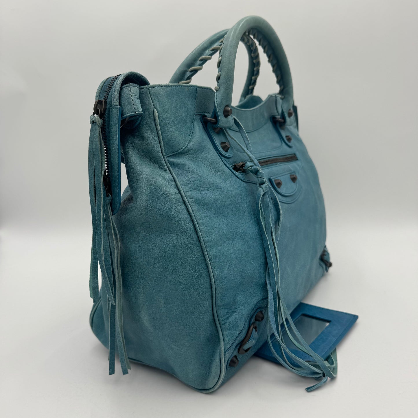 Balenciaga Turquoise Blue Leather Classic Velo
