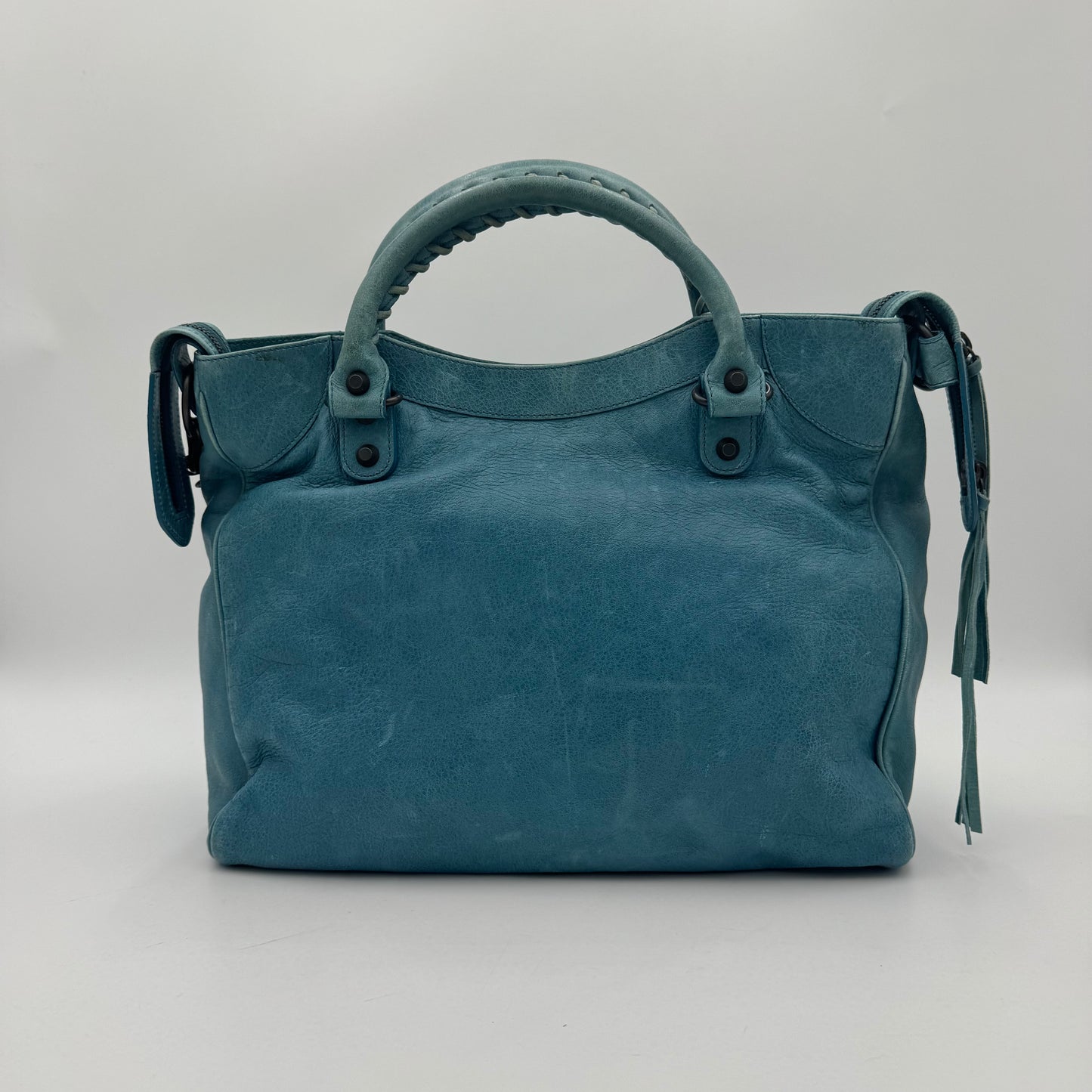 Balenciaga Turquoise Blue Leather Classic Velo