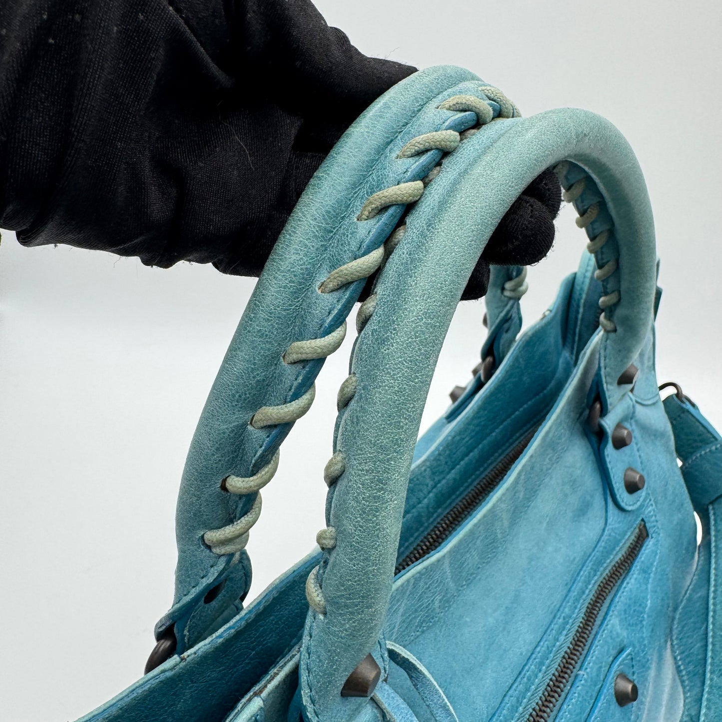 Balenciaga Turquoise Blue Leather Classic Velo