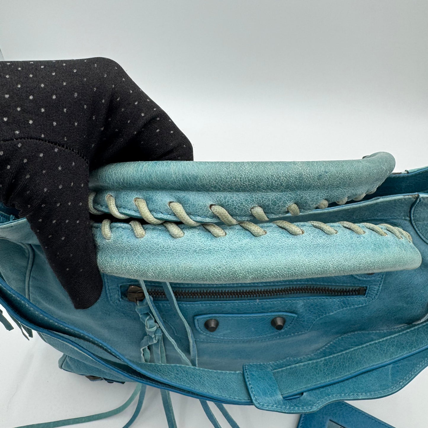 Balenciaga Turquoise Blue Leather Classic Velo
