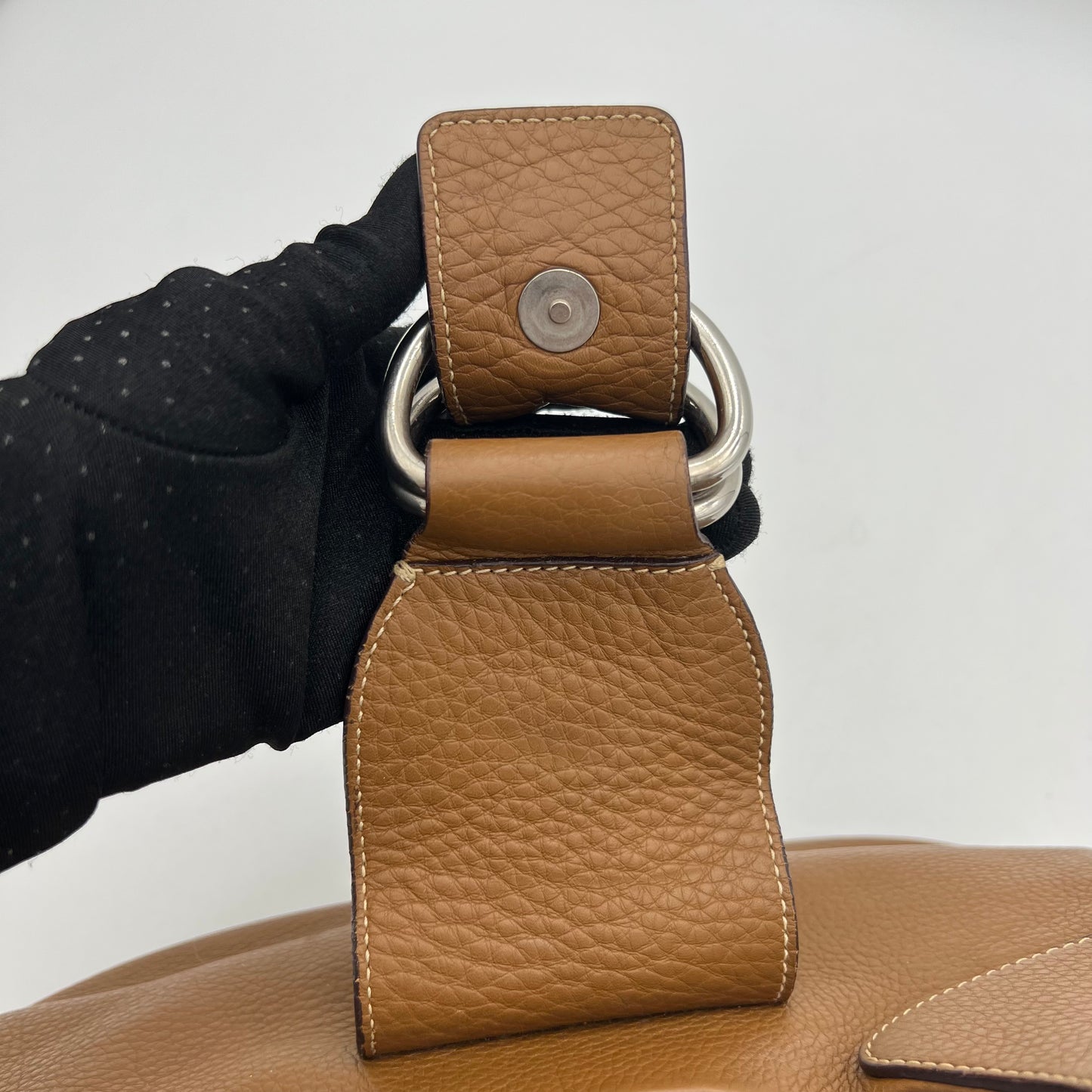 Prada Brown Leather Moon Hobo Shoulder Bag