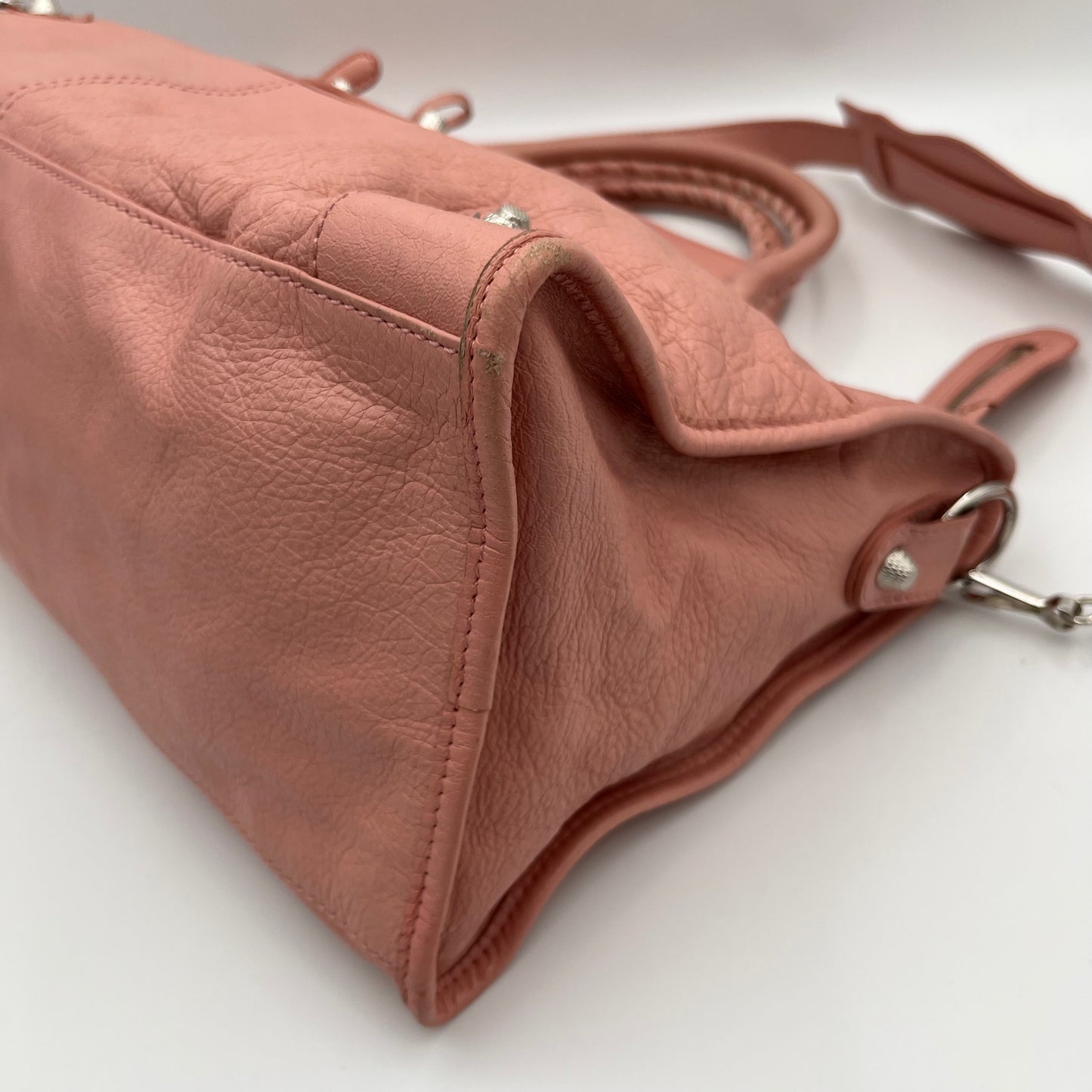 Balenciaga Pink Leather Giant 12 Motorcycle City Bag SHW