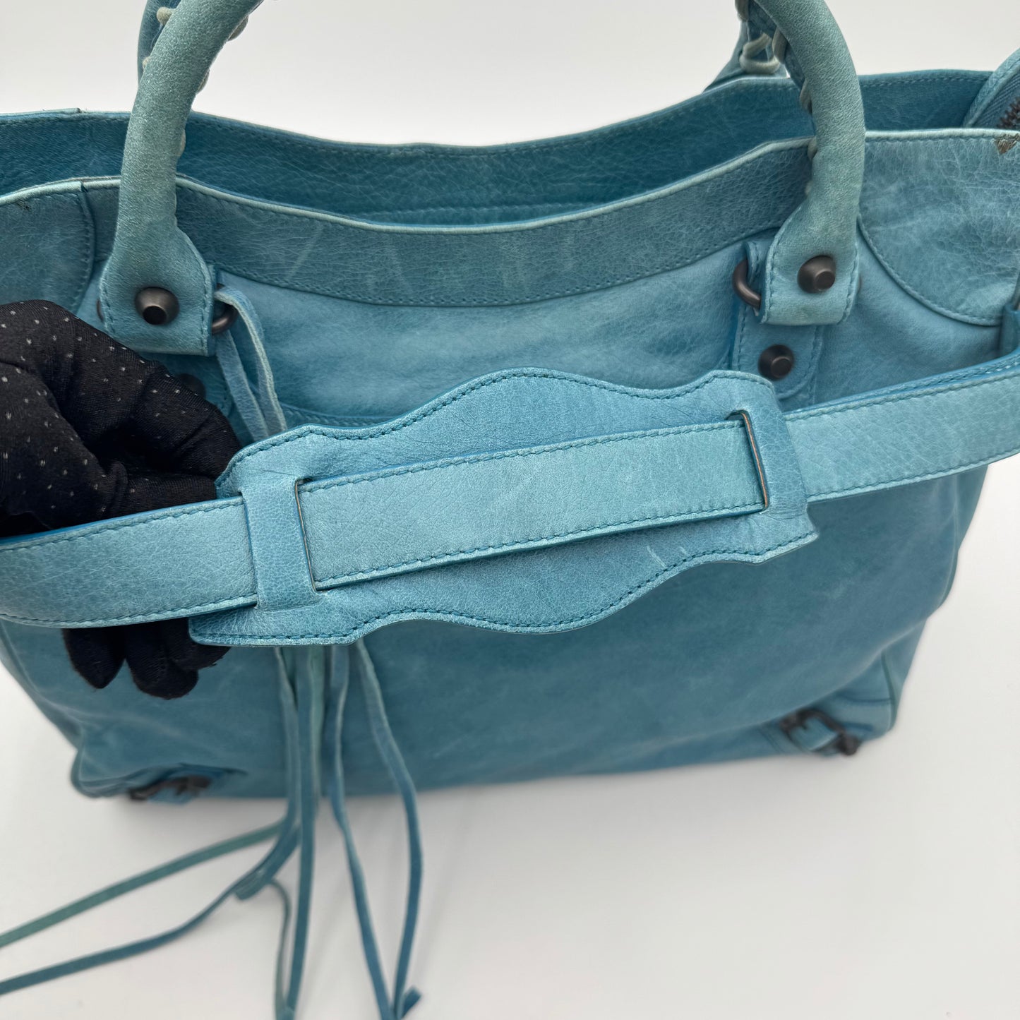 Balenciaga Turquoise Blue Leather Classic Velo