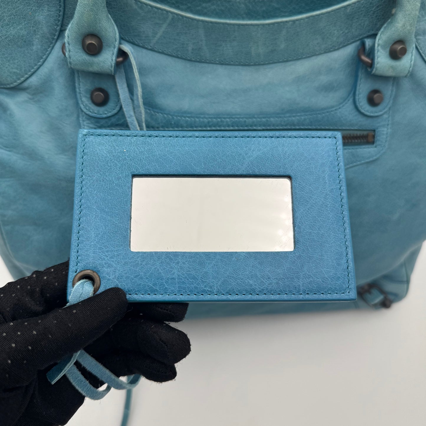 Balenciaga Turquoise Blue Leather Classic Velo